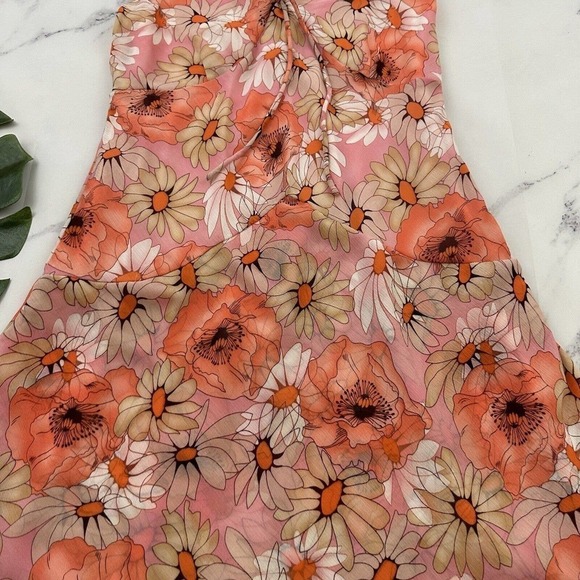 Karin Stevens Womens Vintage Y2k Slip Dress Size 6 Petite Pink Daisy Floral - Picture 3 of 9